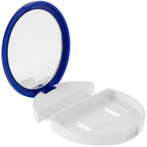 Зеркало с подставкой для телефона Self, синее с белым - купить оптом