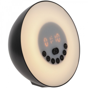 Лампа-колонка dreamTime для пробуждения светом и музыкой, черная - купить оптом