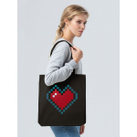 Холщовая сумка Pixel Heart, черная, фото 1