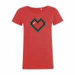Футболка женская Pixel Heart, красная, фото 1