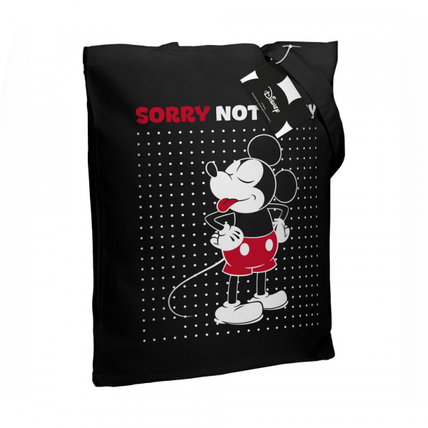 Холщовая сумка «Микки Маус. Sorry», черная - купить оптом