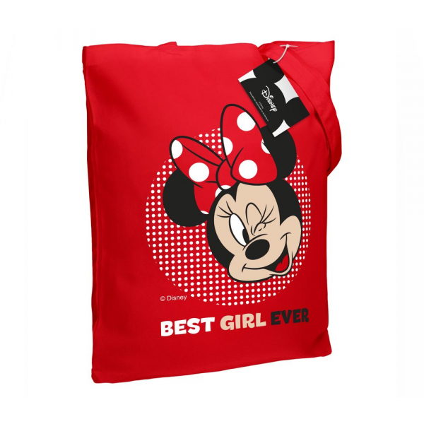 Холщовая сумка «Минни Маус. Best Girl Ever», красная - купить оптом