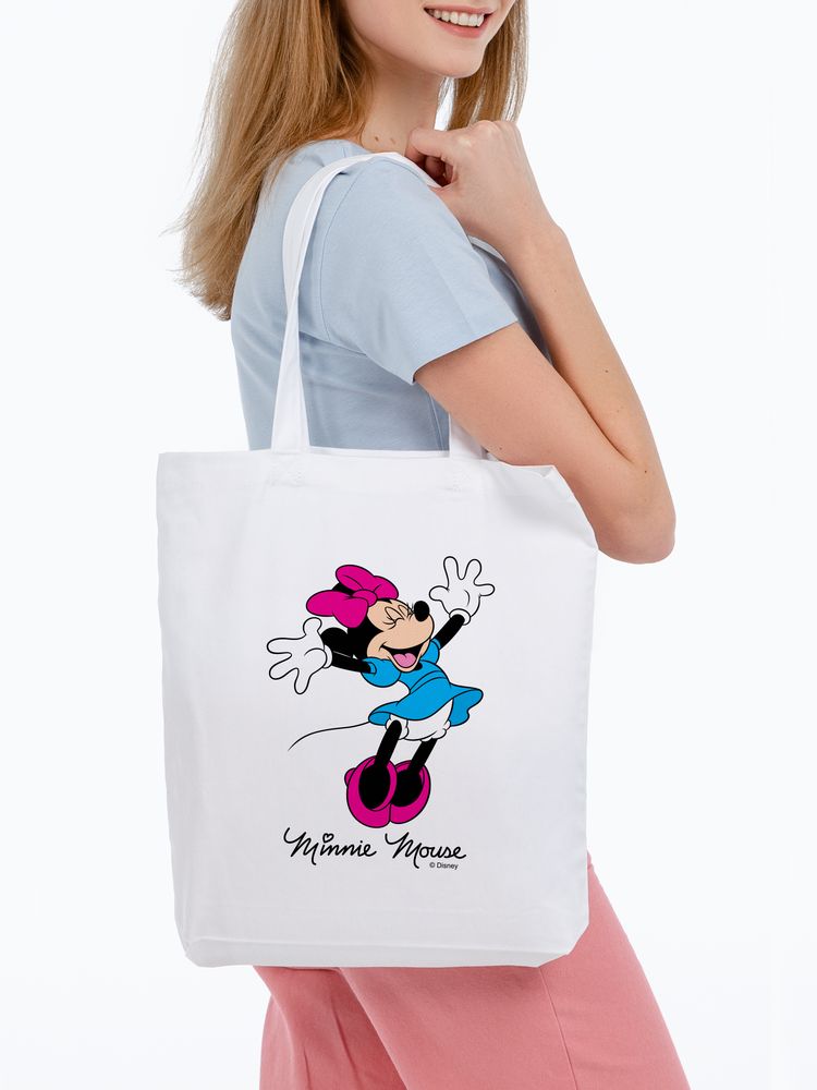 Холщовая сумка «Минни Маус. So Happy!», белая - купить оптом