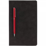Блокнот Magnet Chrome с ручкой, черный с красным, фото 1