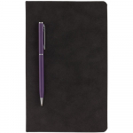 Блокнот Magnet Chrome с ручкой, черный с фиолетовым, фото 1