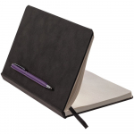 Блокнот Magnet Chrome с ручкой, черный с фиолетовым, фото 2
