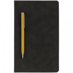 Блокнот Magnet Chrome с ручкой, черный с желтым, фото 1
