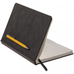 Блокнот Magnet Chrome с ручкой, черный с желтым, фото 2