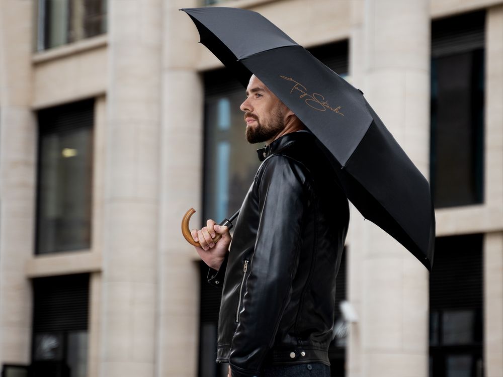 Зонт складной Tony Stark, черный - купить оптом