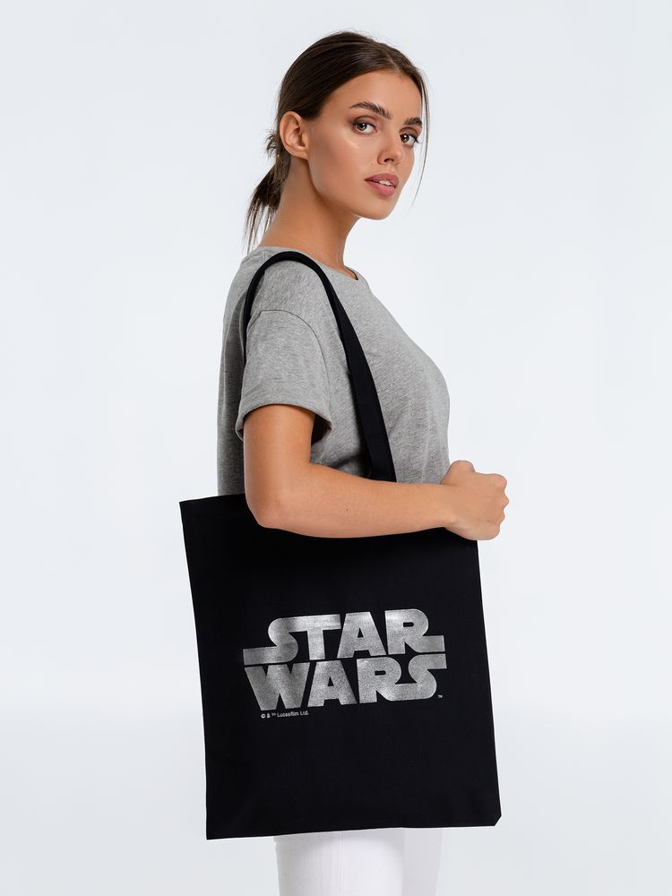 Холщовая сумка Star Wars Silver, черная - купить оптом