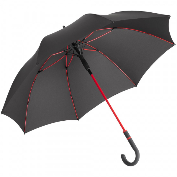 Зонт-трость с цветными спицами Color Style, красный с черной ручкой - купить оптом
