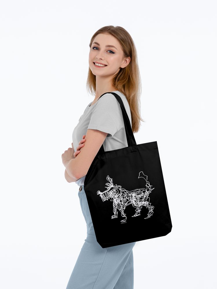 Холщовая сумка «Собака Каляка», черная - купить оптом