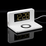 Часы настольные с беспроводным зарядным устройством Pitstop, белые, фото 5