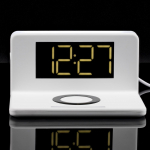 Часы настольные с беспроводным зарядным устройством Pitstop, белые, фото 6