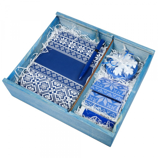 Коробка деревянная «Скандик», большая, синяя - купить оптом