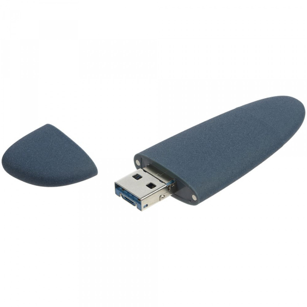 Флешка Pebble Universal, USB 3.0, серо-синяя, 32 Гб - купить оптом