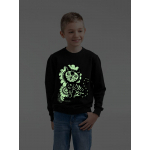 Свитшот детский Cat Muertos со светящимся принтом, черный, фото 4