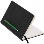 Блокнот Magnet Gold с ручкой, черный с зеленым, фото 2
