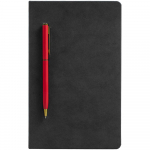 Блокнот Magnet Gold с ручкой, черный с красным, фото 1