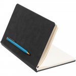 Блокнот Magnet Gold с ручкой, черный с голубым, фото 2