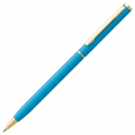 Блокнот Magnet Gold с ручкой, черный с голубым, фото 6