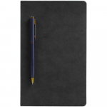 Блокнот Magnet Gold с ручкой, черный с синим, фото 1