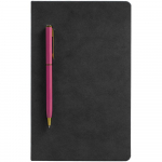 Блокнот Magnet Gold с ручкой, черный с розовым, фото 1