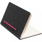 Блокнот Magnet Gold с ручкой, черный с розовым, фото 2