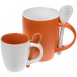 Кофейная кружка Pairy с ложкой, белая с оранжевой, фото 4