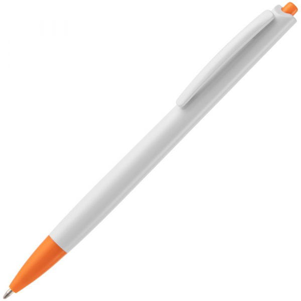 Ручка шариковая Tick, белая с оранжевым - купить оптом