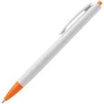Ручка шариковая Tick, белая с оранжевым, фото 1
