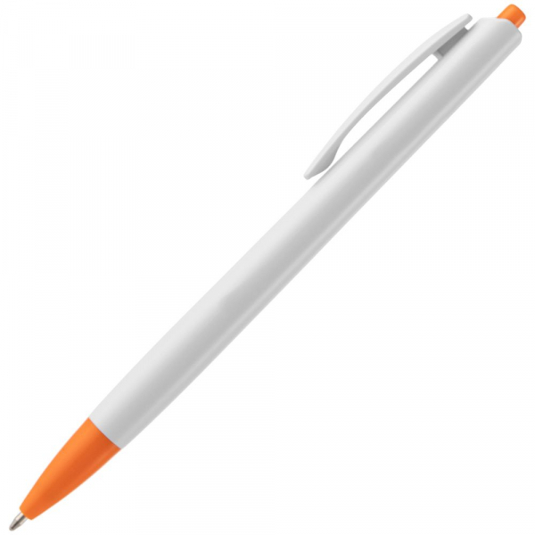 Ручка шариковая Tick, белая с оранжевым - купить оптом