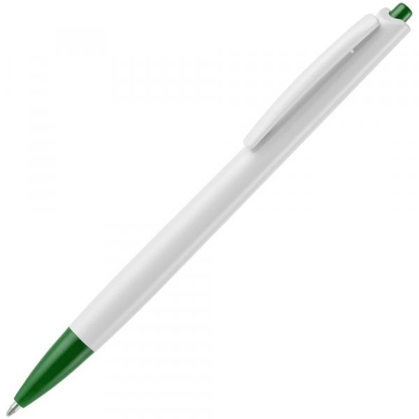 Ручка шариковая Tick, белая с зеленым - купить оптом