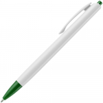 Ручка шариковая Tick, белая с зеленым, фото 1