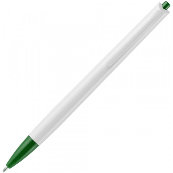 Ручка шариковая Tick, белая с зеленым - купить оптом