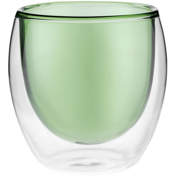 Стакан с двойными стенками Glass Bubble, зеленый - купить оптом