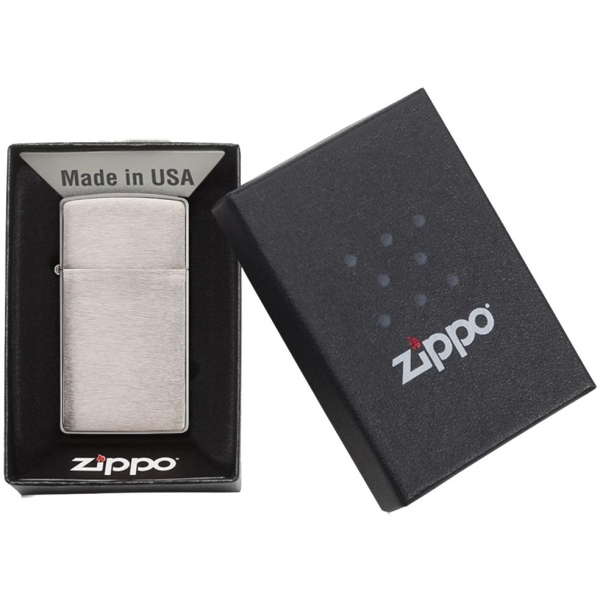 Зажигалка Zippo Slim Brushed, матовая серебристая - купить оптом