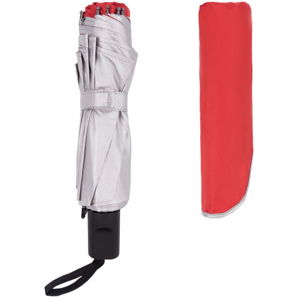 Зонт-наоборот складной Silvermist, красный с серебристым - купить оптом