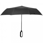 Зонт складной Hoopy с ручкой-карабином, черный, фото 2