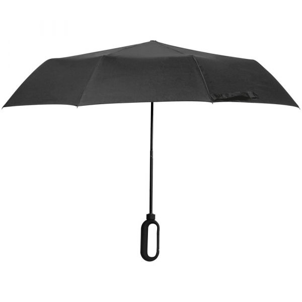 Зонт складной Hoopy с ручкой-карабином, черный - купить оптом