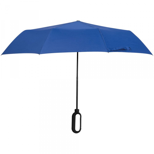 Зонт складной Hoopy с ручкой-карабином, синий - купить оптом