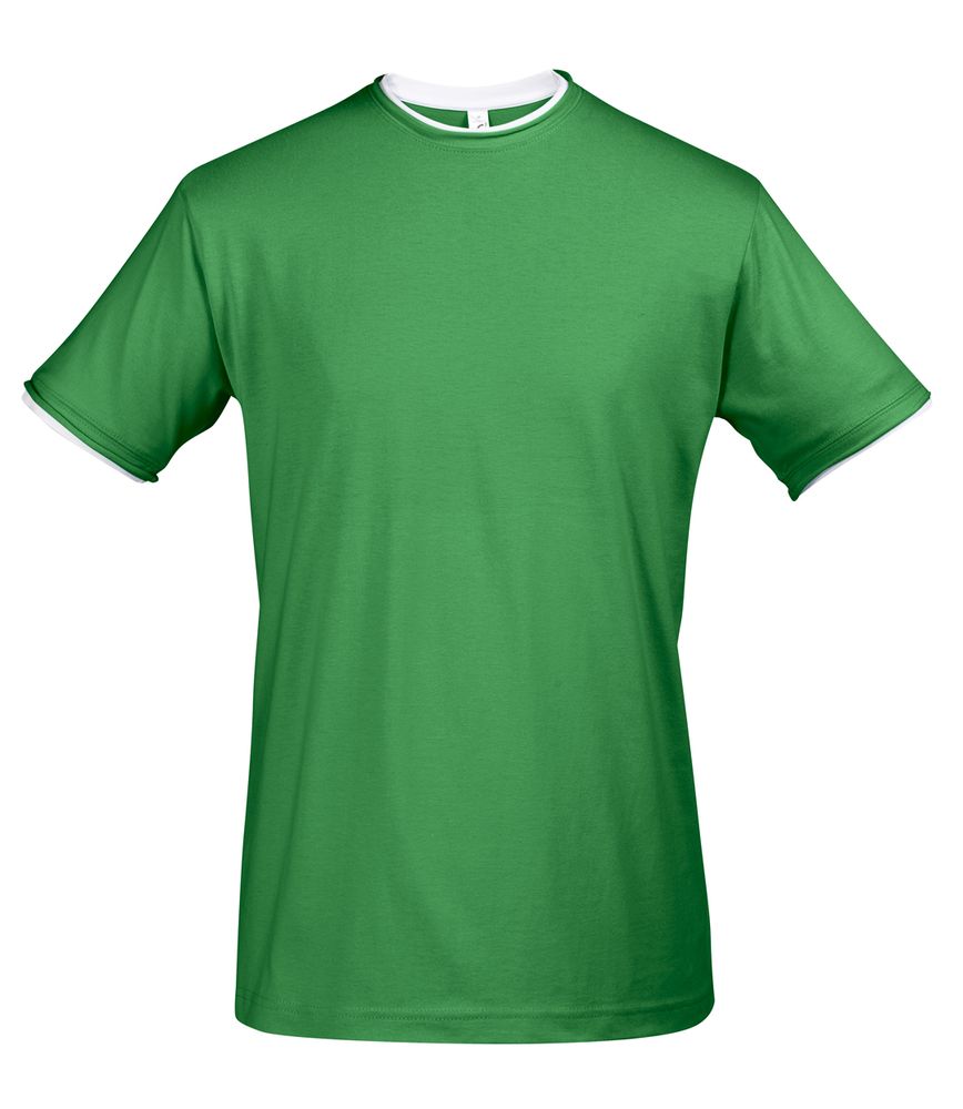 Футболка мужская с контрастной отделкой Madison 170, ярко-зеленый/белый - купить оптом
