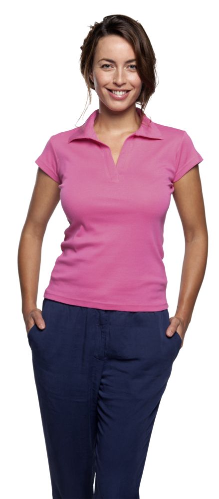 Рубашка поло женская без пуговиц Pretty 220, ярко-розовая - купить оптом