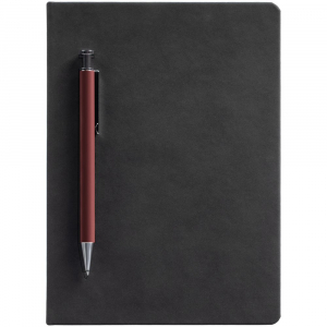 Ежедневник Magnet с ручкой, черный с коричневым - купить оптом