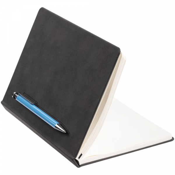 Ежедневник Magnet с ручкой, черный с голубым - купить оптом