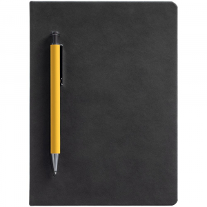 Ежедневник Magnet с ручкой, черный с желтым - купить оптом