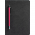 Ежедневник Magnet с ручкой, черный с розовым, фото 1