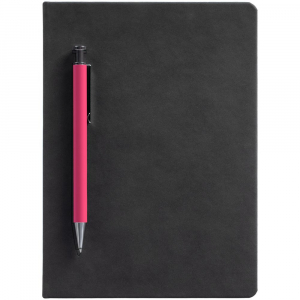Ежедневник Magnet с ручкой, черный с розовым - купить оптом