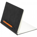 Ежедневник Magnet с ручкой, черный с оранжевым, фото 2