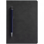 Ежедневник Magnet с ручкой, черный с синим, фото 1